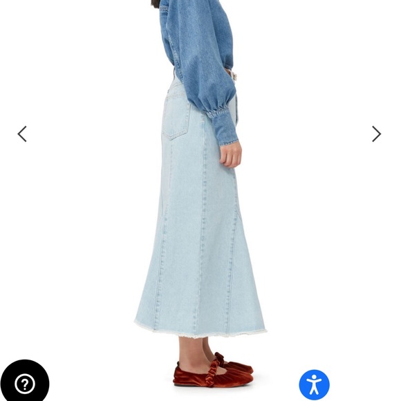 Ganni Bleach Denim Peplum Midi Skirt - Picture 2 of 3